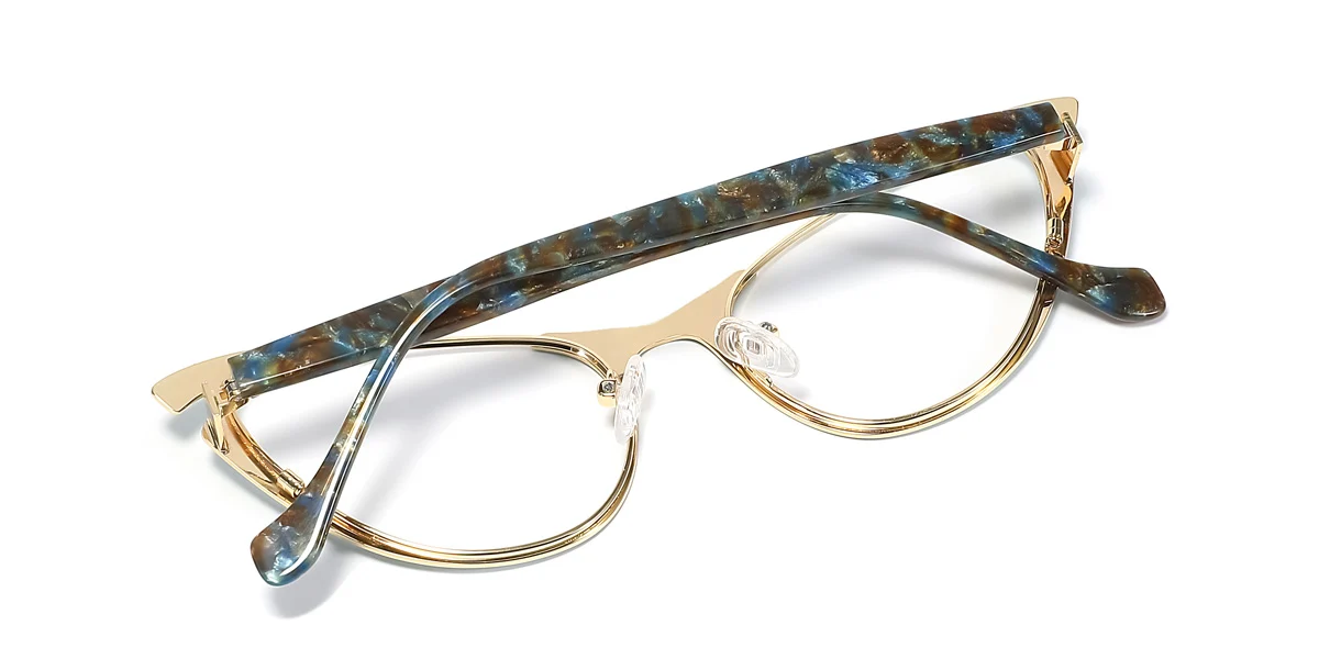 Green Cateye Unique Spring Hinges Custom Engraving Eyeglasses | WhereLight