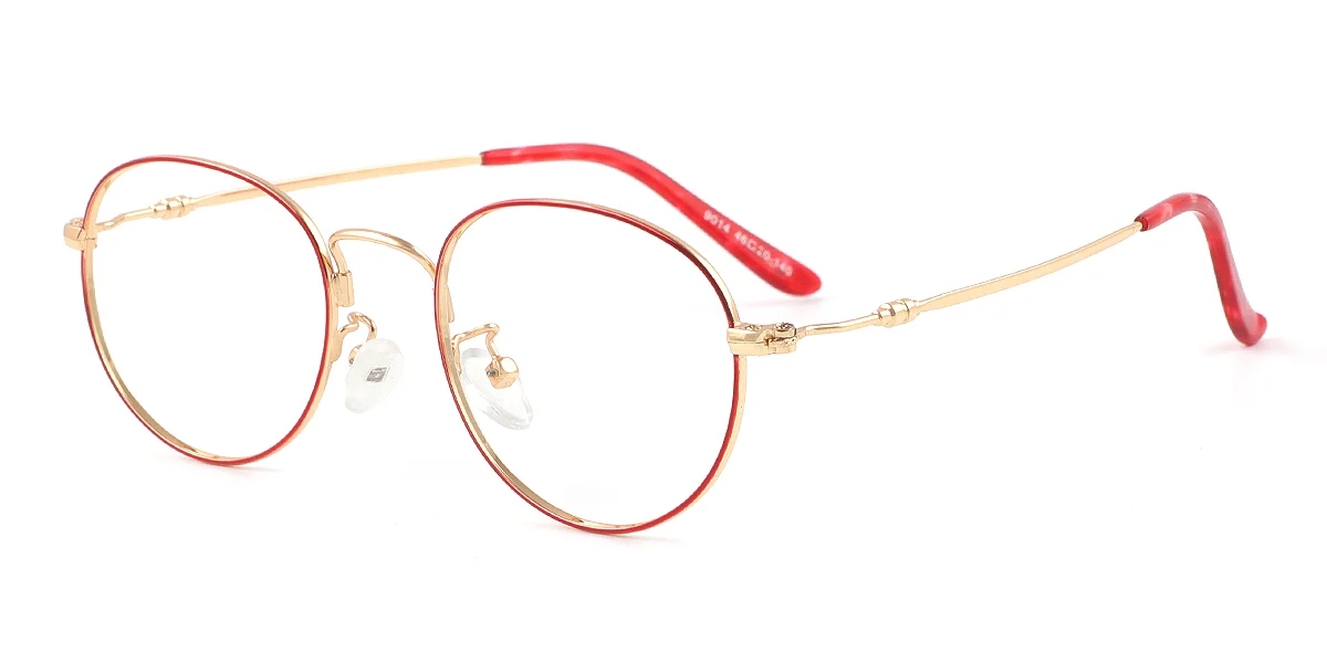 Red Round Oval Simple Classic Retro Super Light Eyeglasses | WhereLight