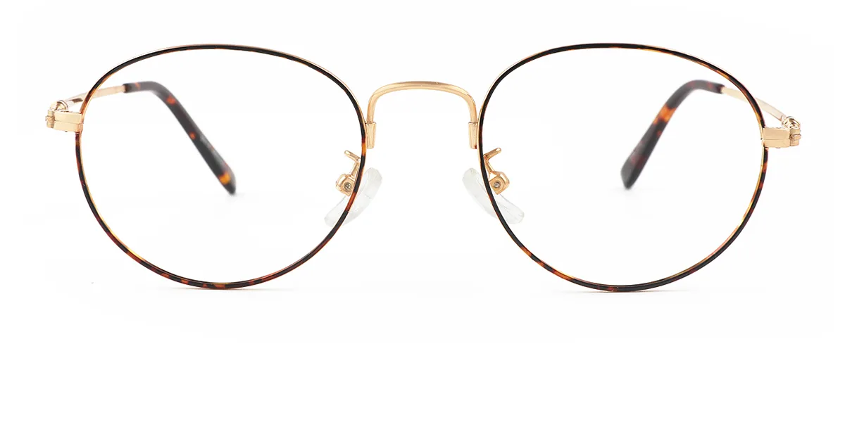 Tortoiseshell Round Oval Simple Classic Retro Super Light Eyeglasses | WhereLight
