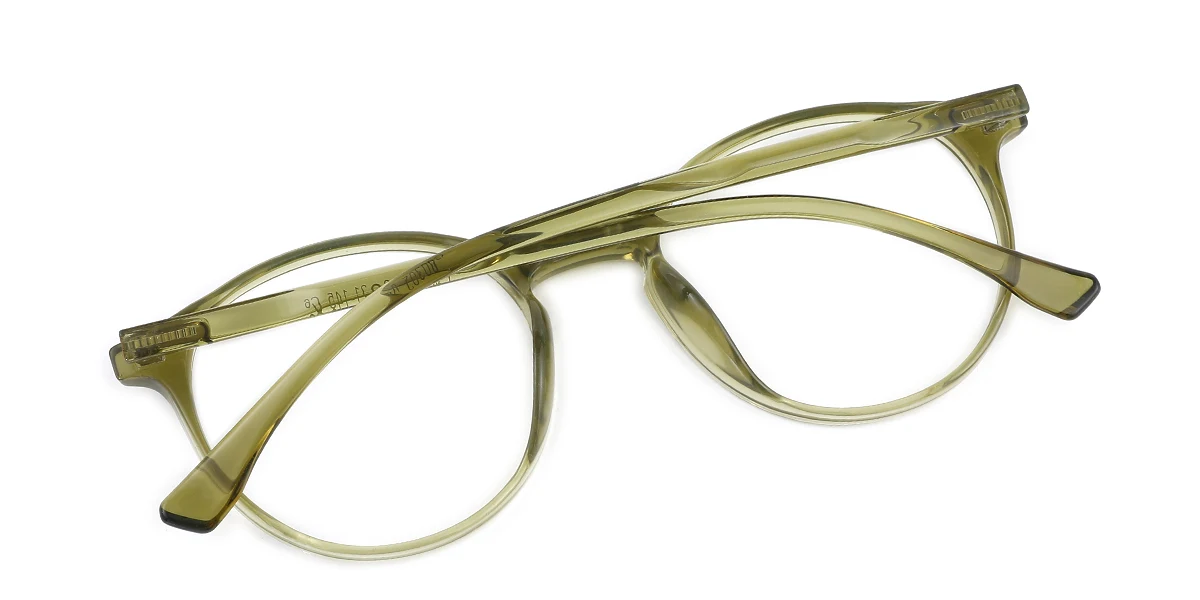 Green Round Simple Classic Super Light Custom Engraving Eyeglasses | WhereLight