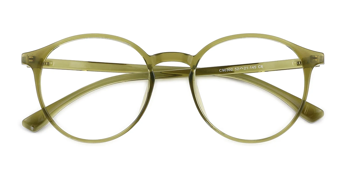 Green Round Simple Classic Super Light Custom Engraving Eyeglasses | WhereLight