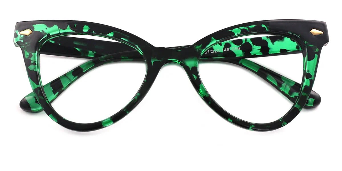 Green Cateye Unique Custom Engraving Eyeglasses | WhereLight