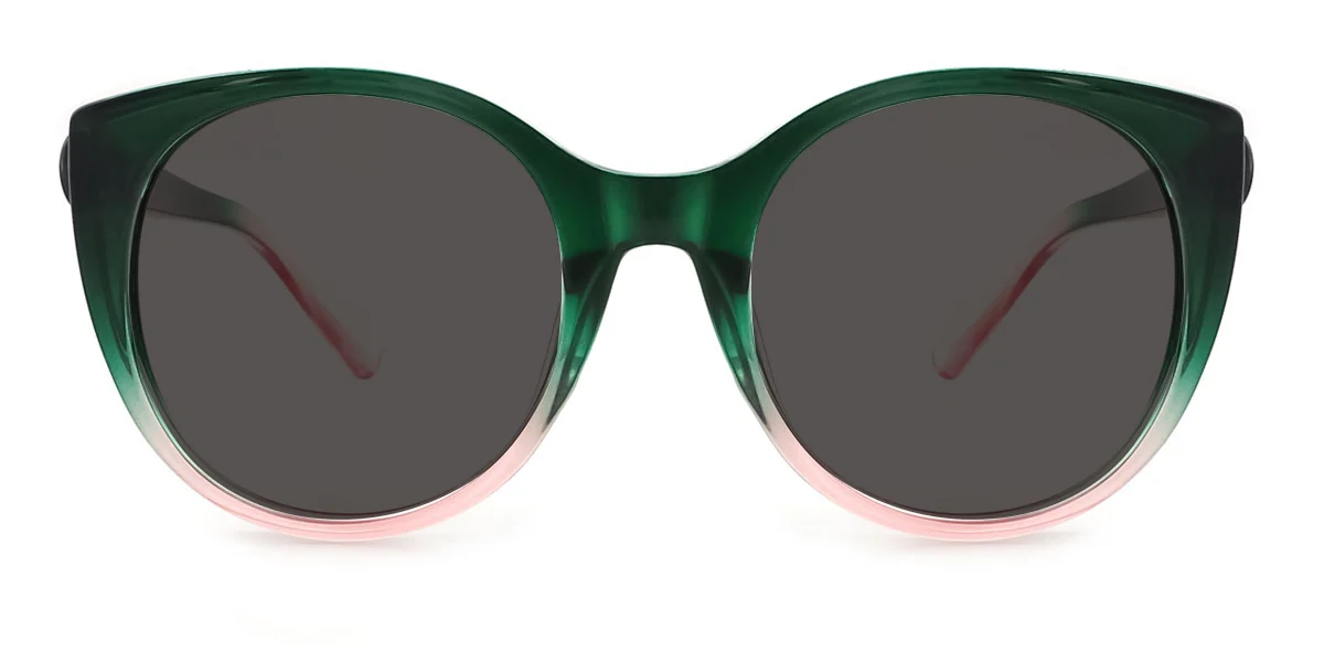 Green Cateye Round Unique Custom Engraving Extended Fit Eyeglasses | WhereLight