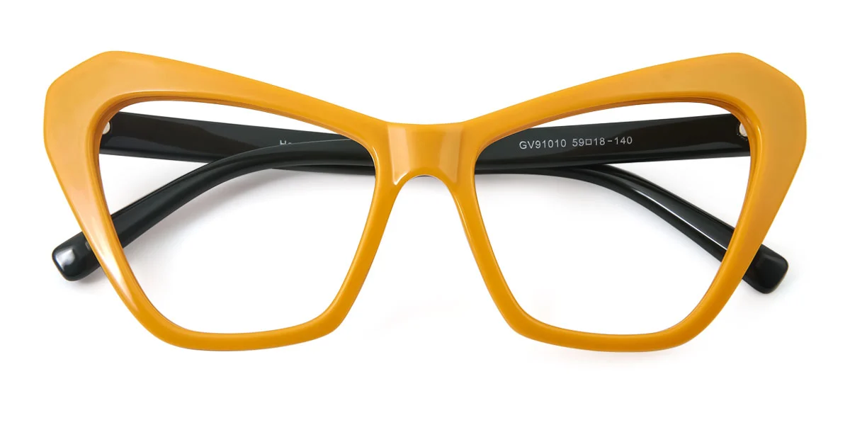 Yellow Cateye Unique Custom Engraving Eyeglasses | WhereLight