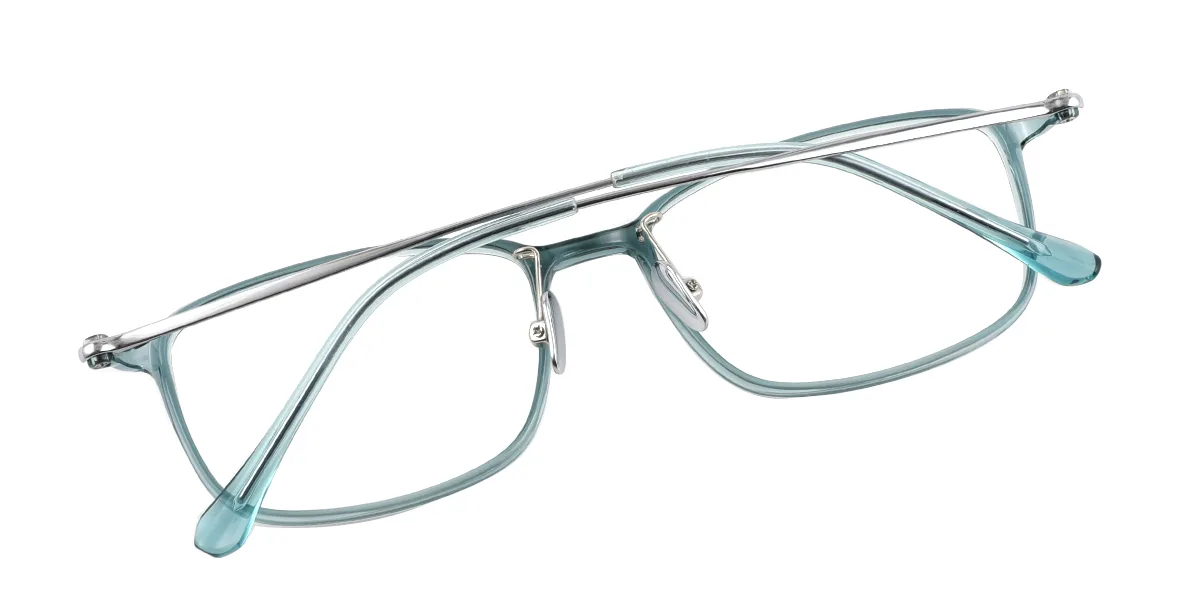Blue Rectangle Simple Classic Super Light Eyeglasses | WhereLight