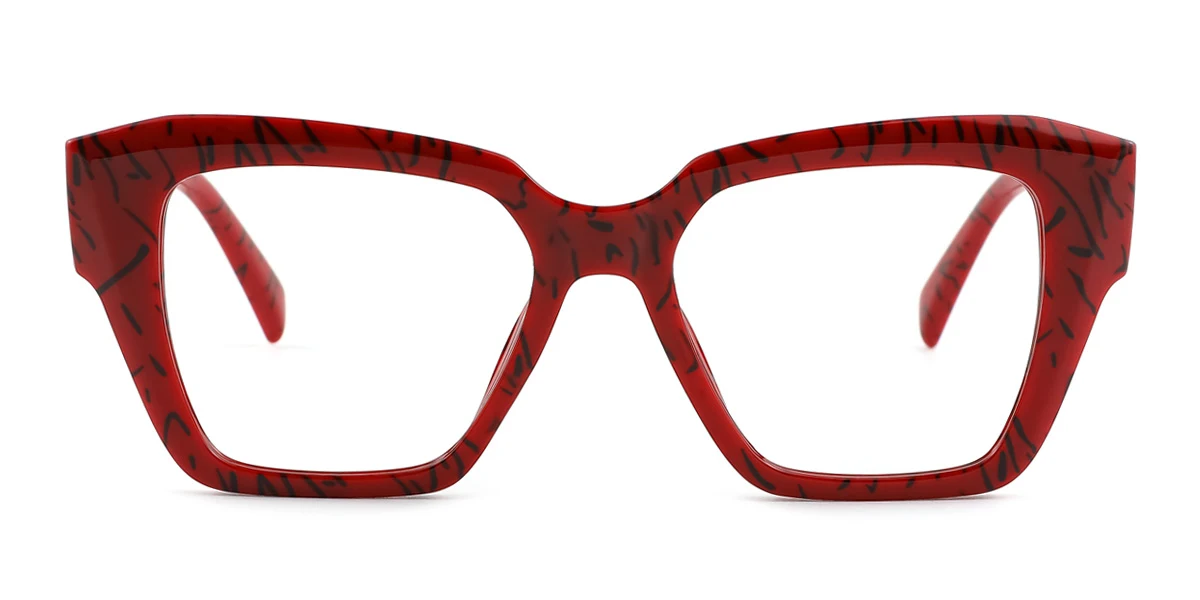 Red Rectangle Unique Gorgeous  Eyeglasses | WhereLight