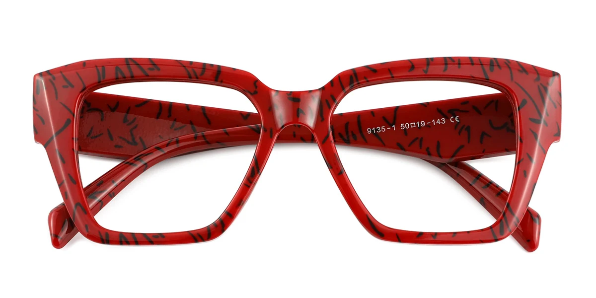 Red Rectangle Unique Gorgeous  Eyeglasses | WhereLight
