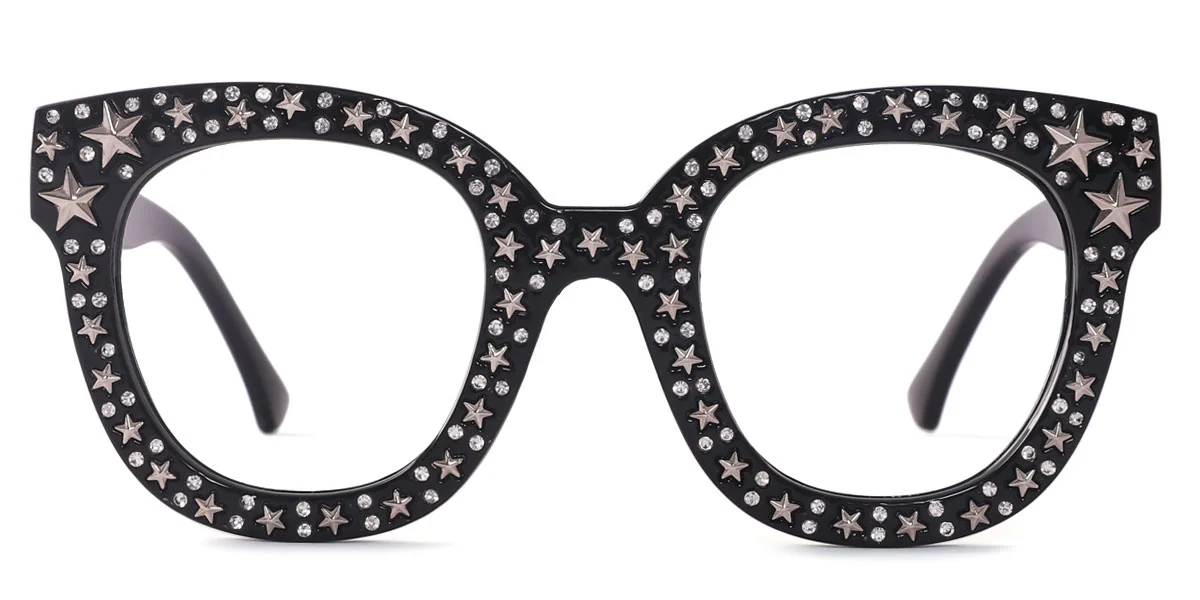 Black Cateye Unique Gorgeous Rhinestone Custom Engraving Eyeglasses | WhereLight
