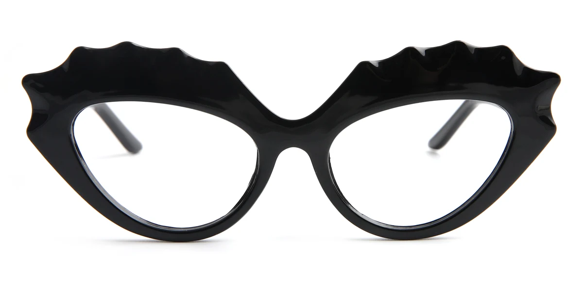 Black Cateye Irregular Gorgeous Custom Engraving Eyeglasses | WhereLight