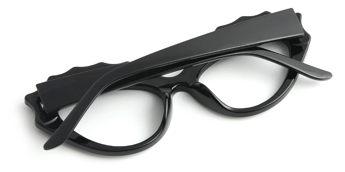 Black Cateye Irregular Gorgeous Custom Engraving Eyeglasses | WhereLight