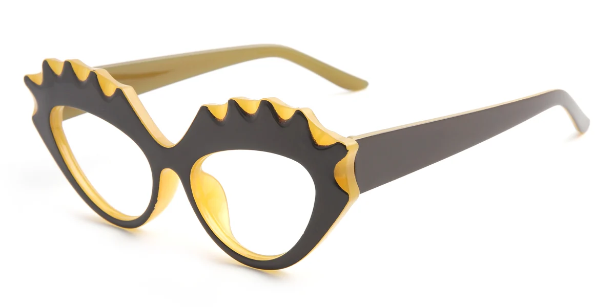 Brown Cateye Irregular Gorgeous Custom Engraving Eyeglasses | WhereLight