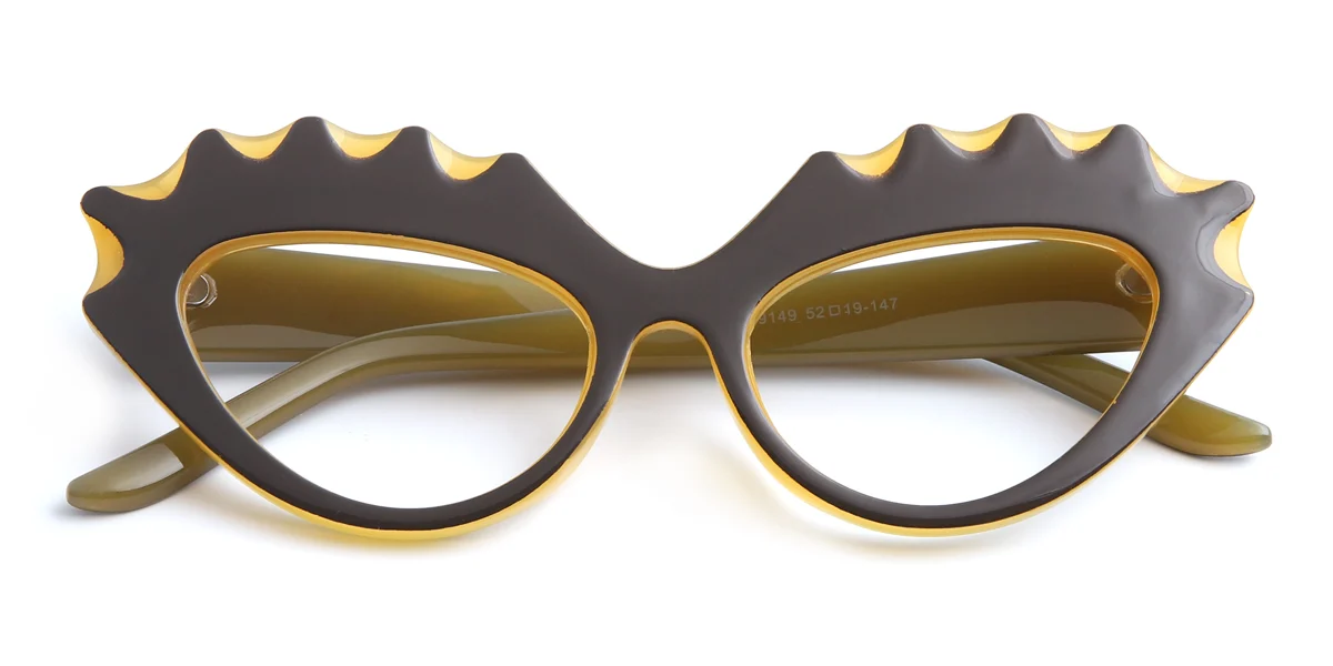 Brown Cateye Irregular Gorgeous Custom Engraving Eyeglasses | WhereLight
