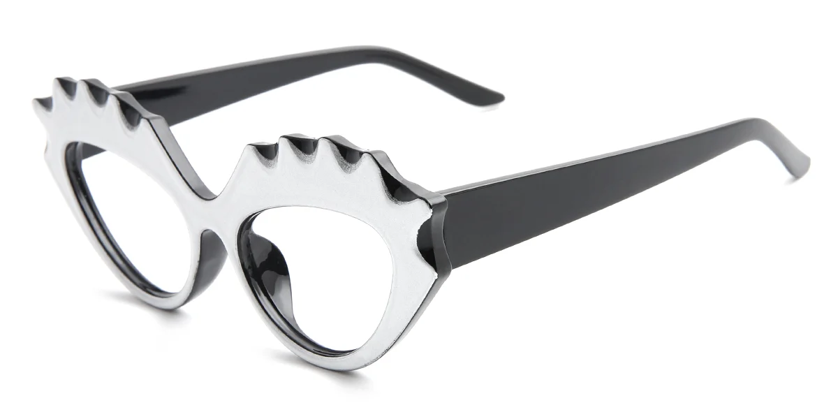 Silver Cateye Irregular Gorgeous Custom Engraving Eyeglasses | WhereLight