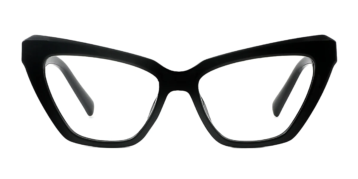 Black Cateye Simple Custom Engraving Eyeglasses | WhereLight