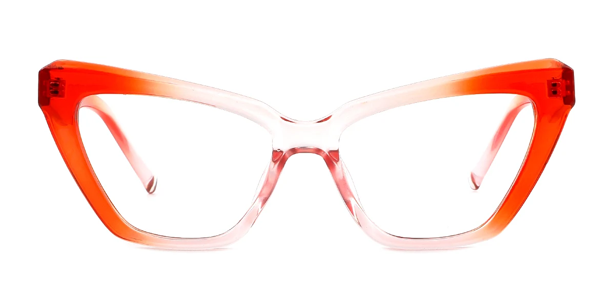 Orange Cateye Simple Custom Engraving Eyeglasses | WhereLight