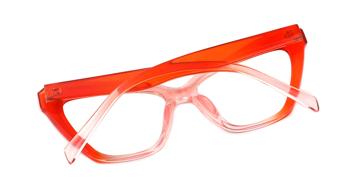 Orange Cateye Simple Custom Engraving Eyeglasses | WhereLight