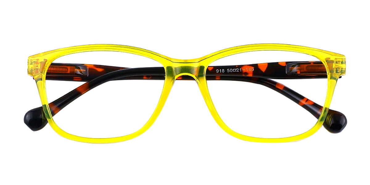Yellow Rectangle Simple Classic Retro Spring Hinges Eyeglasses | WhereLight