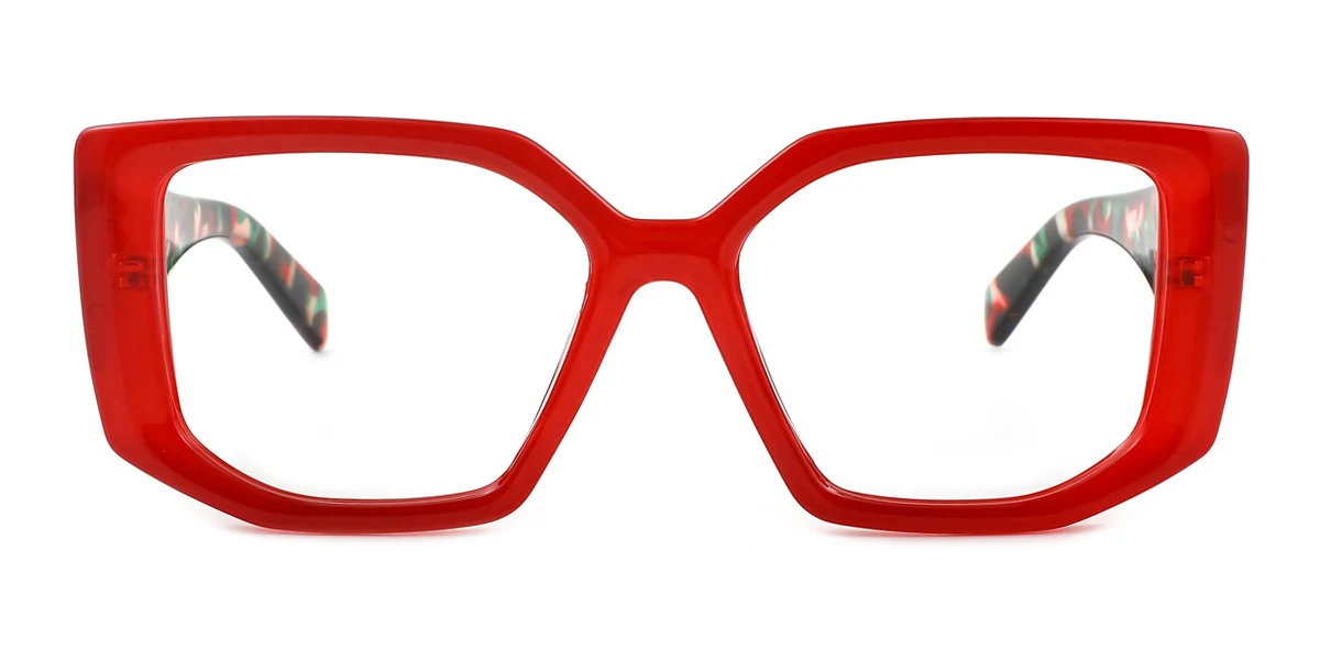 Red Geometric Gorgeous Custom Engraving Eyeglasses | WhereLight