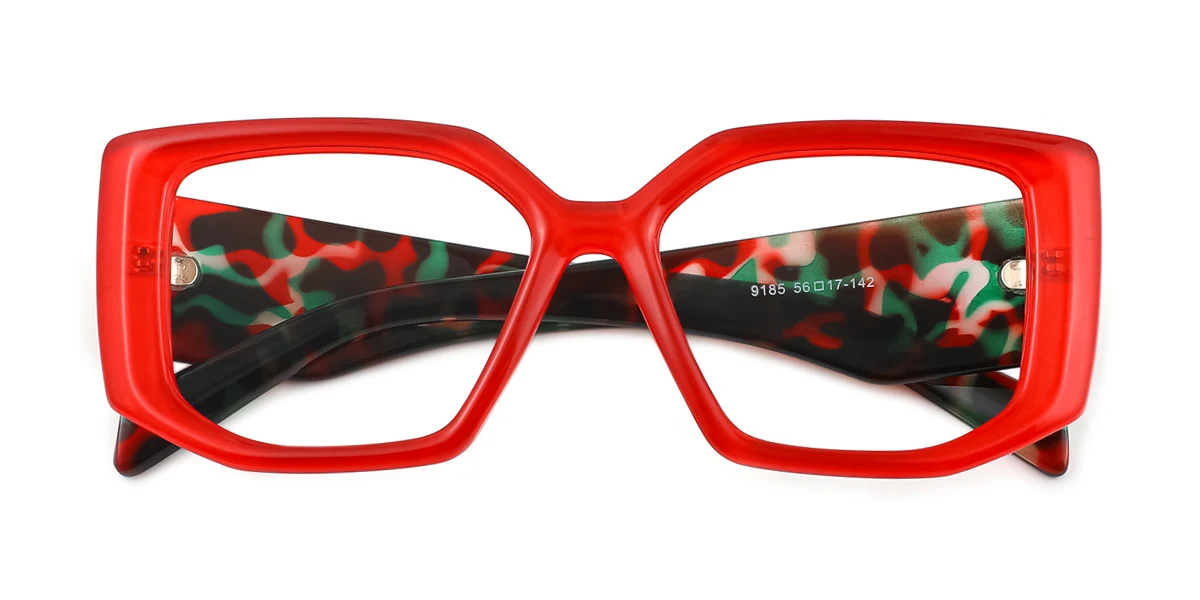 Red Geometric Gorgeous Custom Engraving Eyeglasses | WhereLight