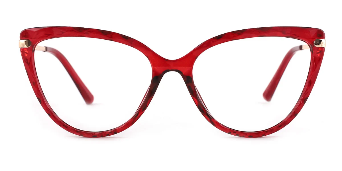 Red Cateye Unique Spring Hinges Eyeglasses | WhereLight