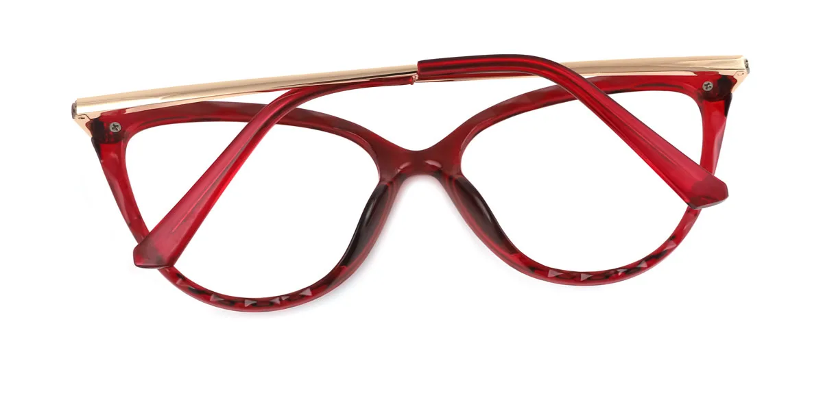 Red Cateye Unique Spring Hinges Eyeglasses | WhereLight