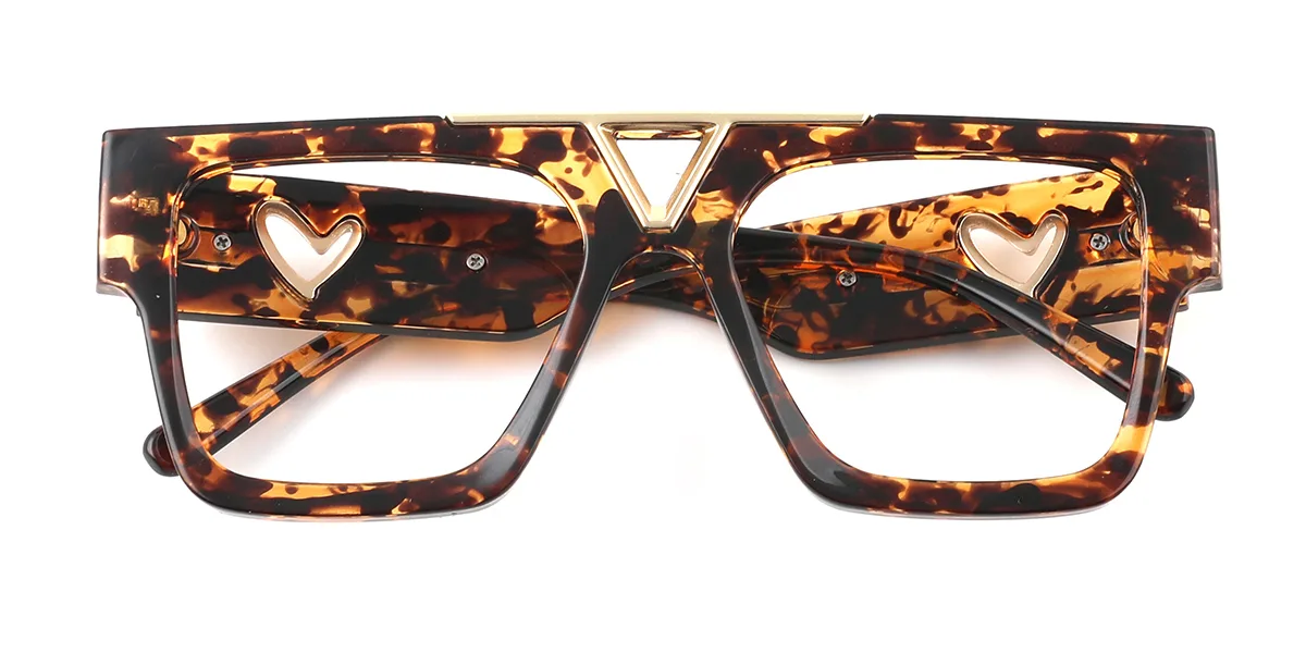 Tortoiseshell Aviator Geometric Retro Custom Engraving Eyeglasses | WhereLight