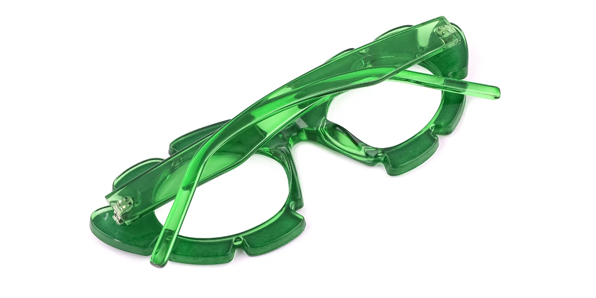 Green Cateye Geometric Irregular Unique Gorgeous  Eyeglasses | WhereLight
