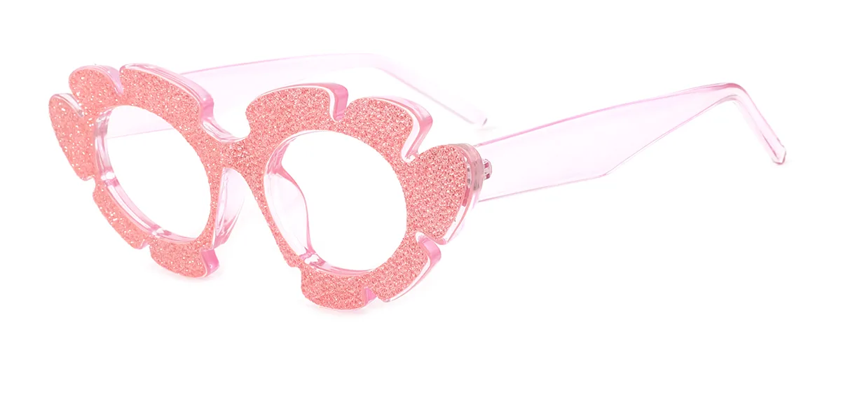 Pink Cateye Geometric Irregular Unique Gorgeous  Eyeglasses | WhereLight