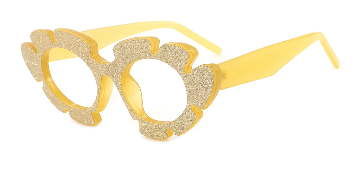 Yellow Cateye Geometric Irregular Unique Gorgeous  Eyeglasses | WhereLight