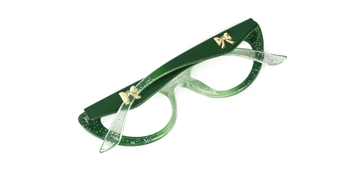 Green Cateye Gorgeous Custom Engraving Eyeglasses | WhereLight