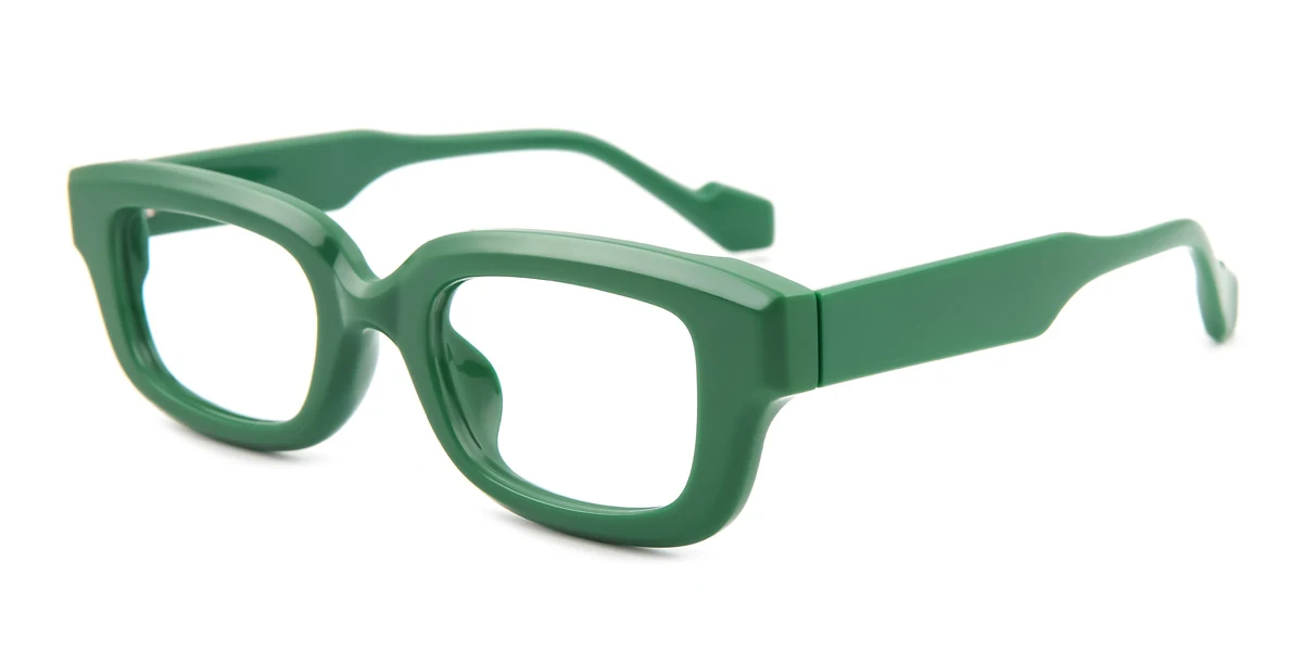 Green Rectangle Retro Unique Custom Engraving Eyeglasses | WhereLight