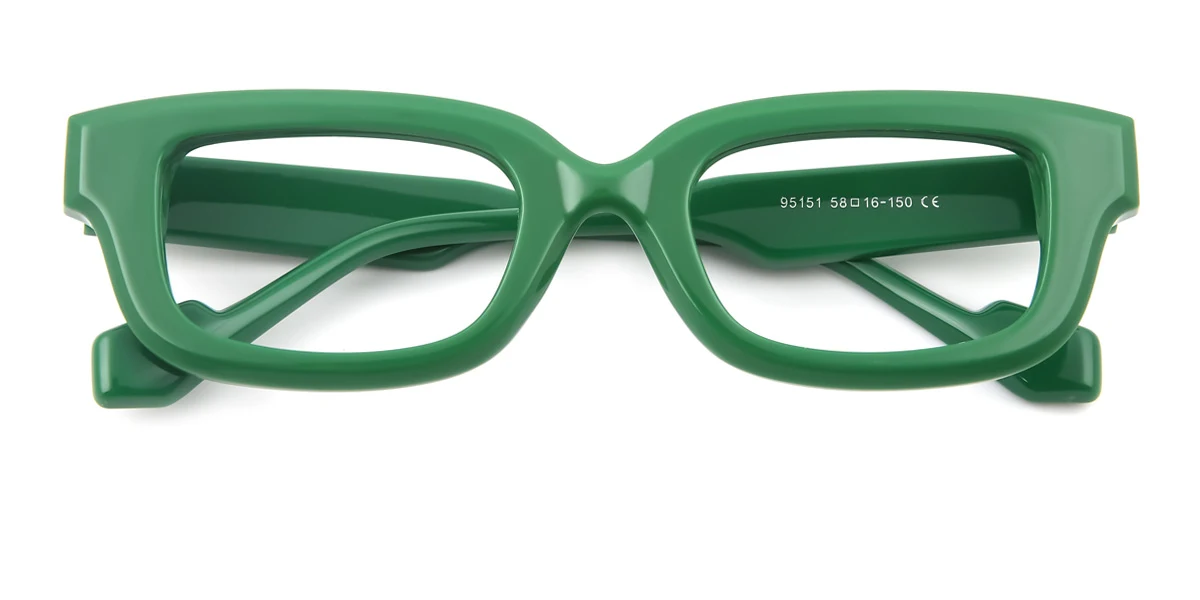 Green Rectangle Retro Unique Custom Engraving Eyeglasses | WhereLight