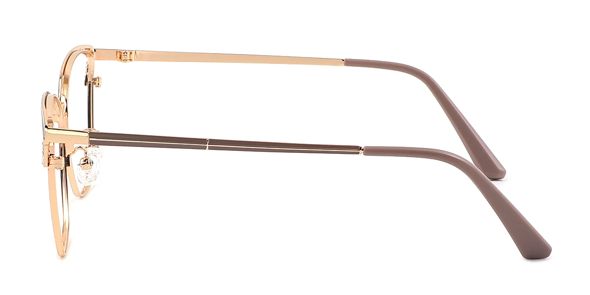 Brown Cateye Simple Classic Rhinestone  Eyeglasses | WhereLight