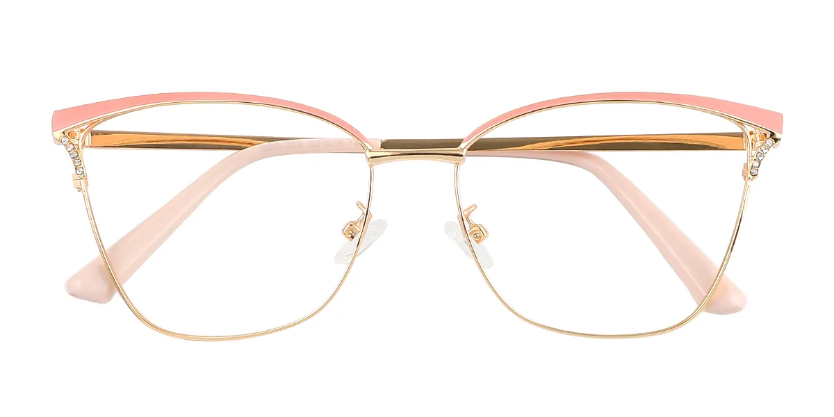 Pink Cateye Simple Classic Rhinestone  Eyeglasses | WhereLight