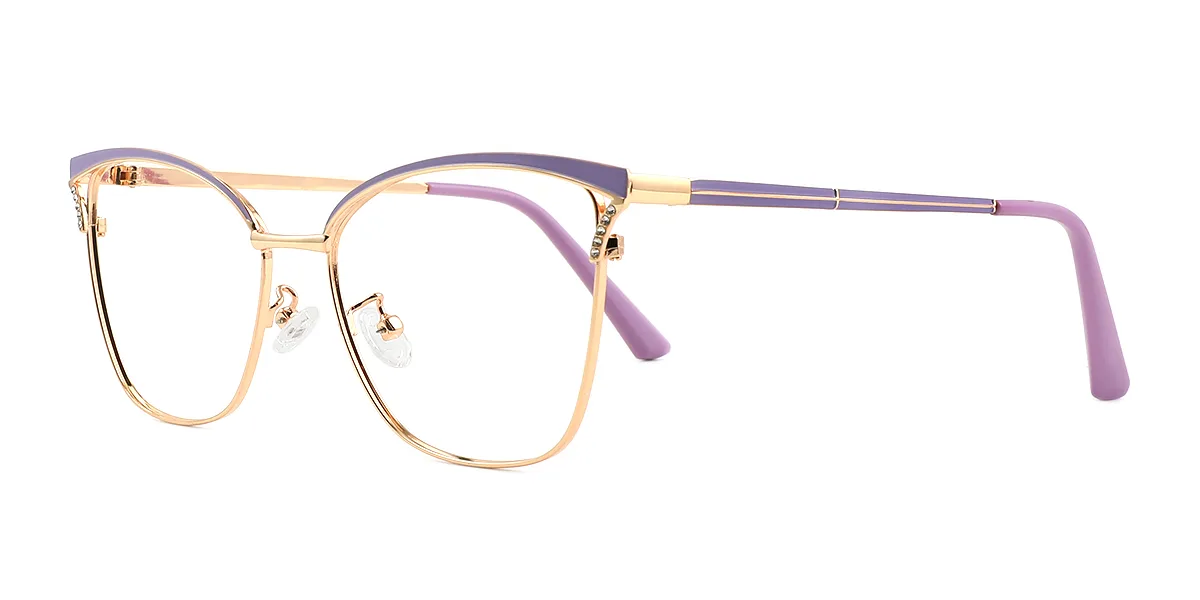 Purple Cateye Simple Classic Rhinestone  Eyeglasses | WhereLight