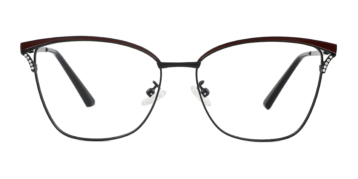 Red Cateye Simple Classic Rhinestone  Eyeglasses | WhereLight