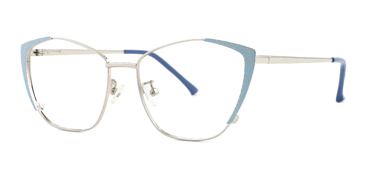 Blue Cateye Unique Gorgeous Spring Hinges Eyeglasses | WhereLight