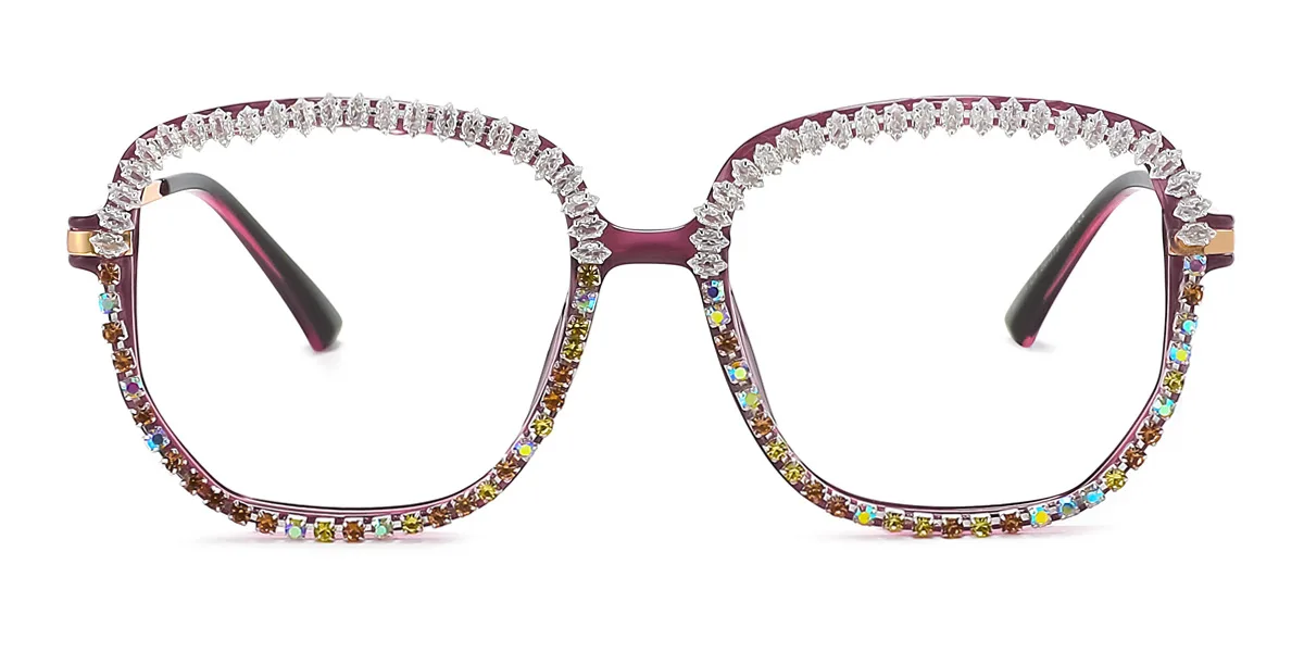 Purple Oval Unique Spring Hinges Custom Engraving Eyeglasses | WhereLight