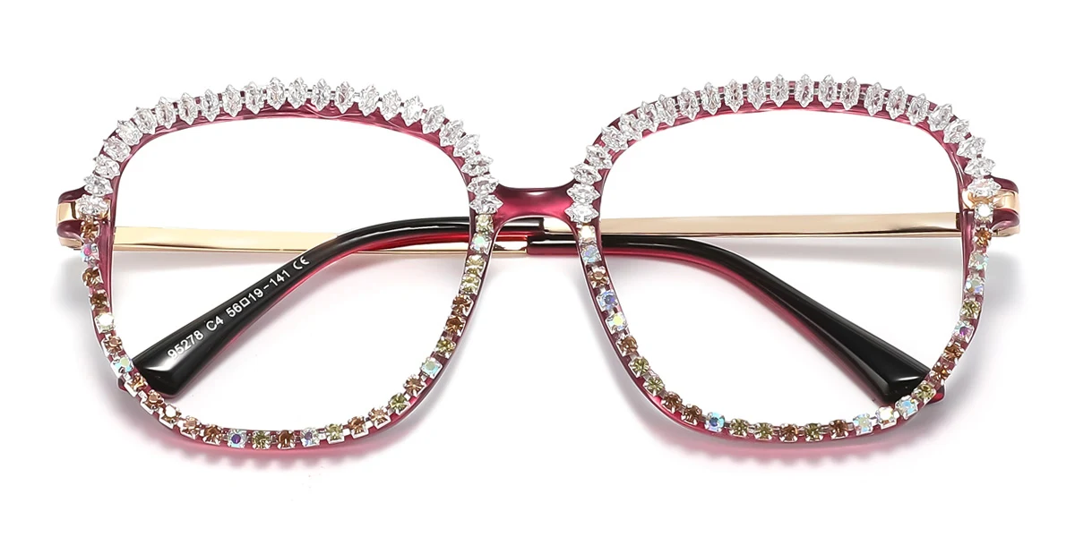 Purple Oval Unique Spring Hinges Custom Engraving Eyeglasses | WhereLight