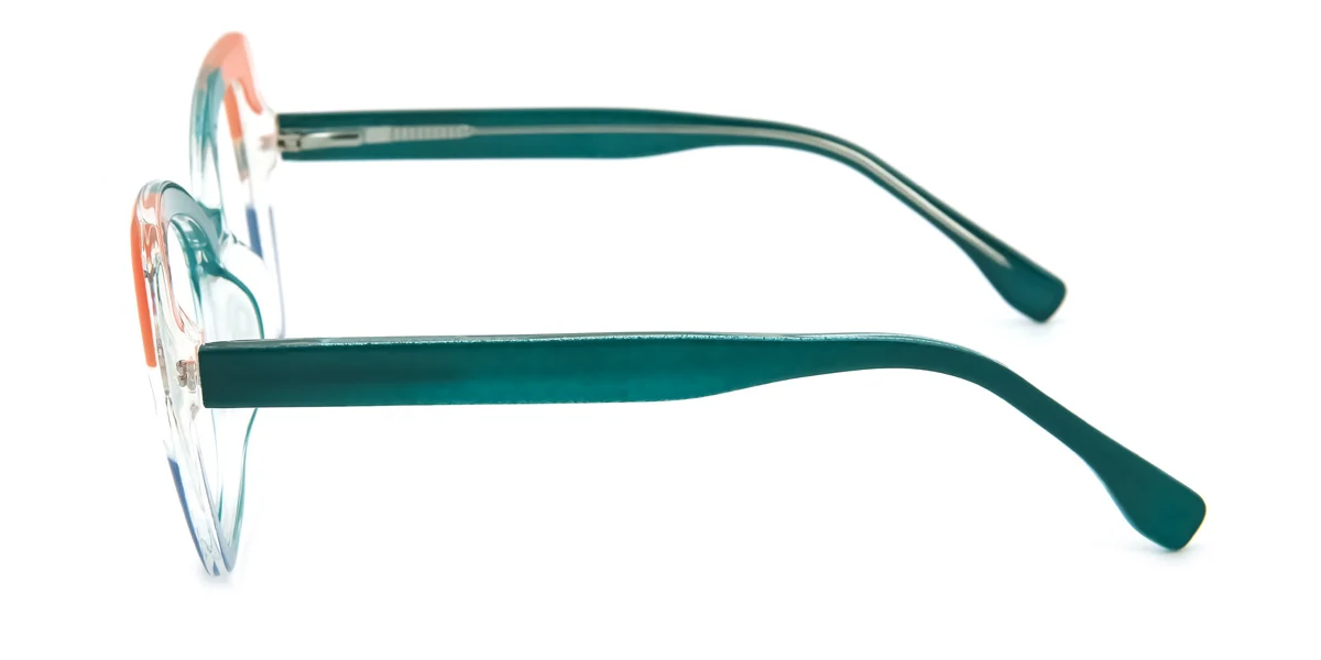 Green Cateye Geometric Retro Unique Spring Hinges Custom Engraving Eyeglasses | WhereLight