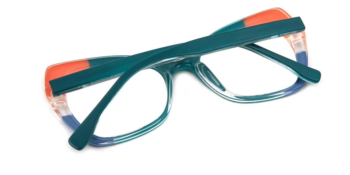 Green Cateye Geometric Retro Unique Spring Hinges Custom Engraving Eyeglasses | WhereLight