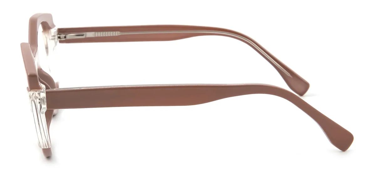 Brown Cateye Geometric Unique Gorgeous Spring Hinges Custom Engraving Eyeglasses | WhereLight
