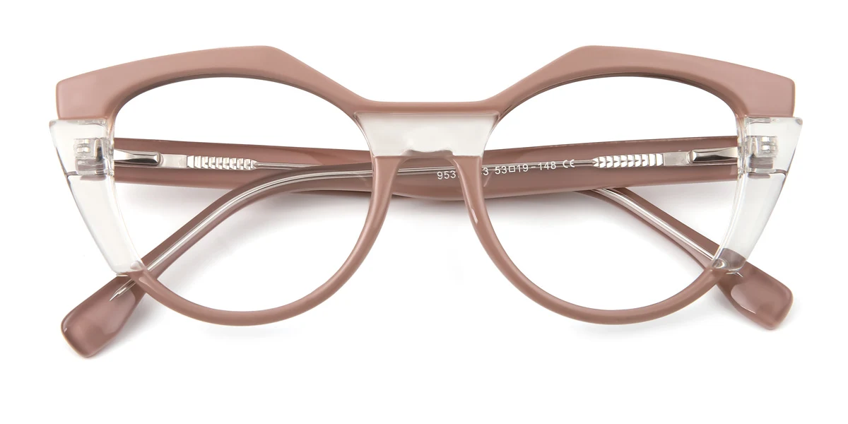 Brown Cateye Geometric Unique Gorgeous Spring Hinges Custom Engraving Eyeglasses | WhereLight