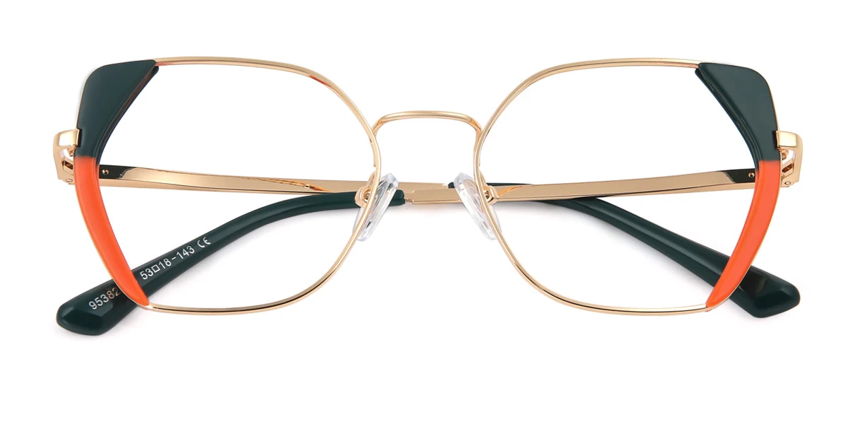 Green Cateye Geometric Unique Gorgeous  Eyeglasses | WhereLight