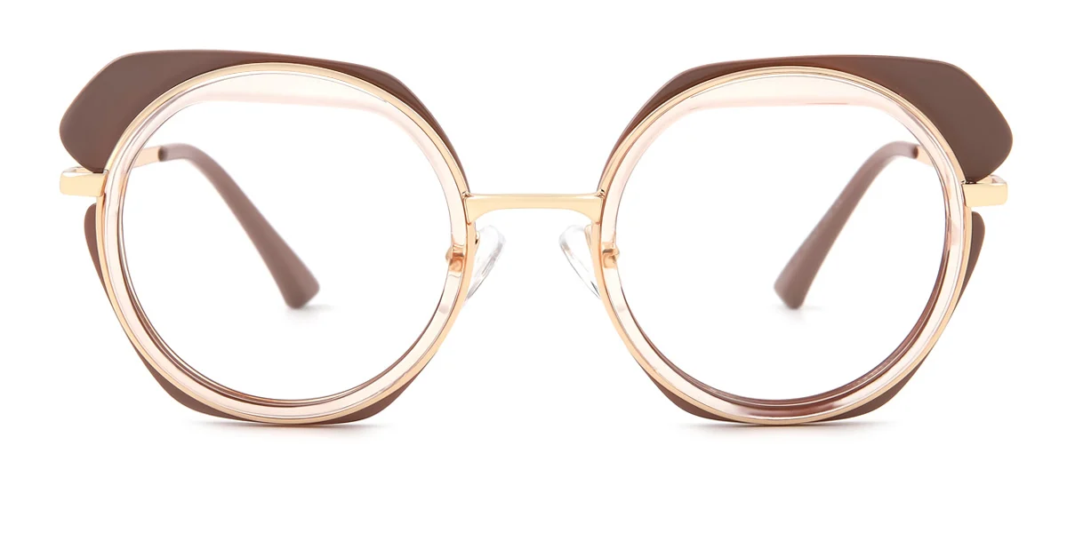 Brown Cateye Geometric Unique Gorgeous  Eyeglasses | WhereLight