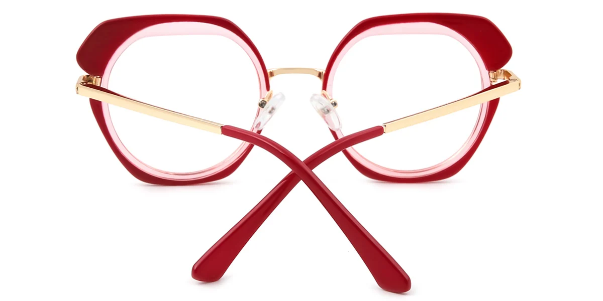 Red Cateye Geometric Unique Gorgeous  Eyeglasses | WhereLight