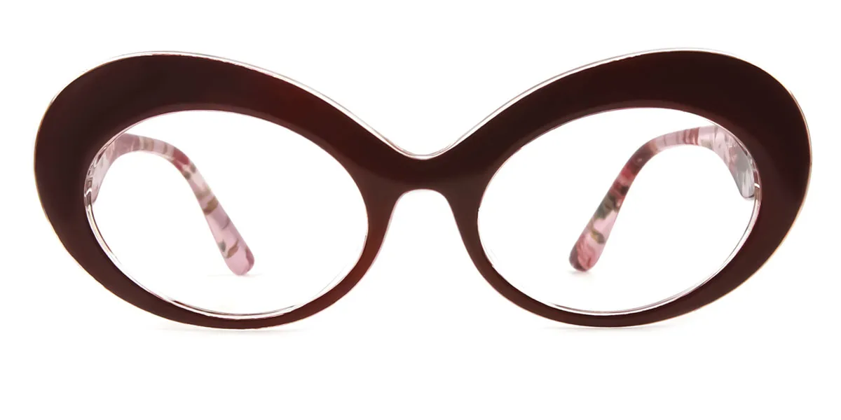 Red Oval Simple Classic Unique Custom Engraving Eyeglasses | WhereLight
