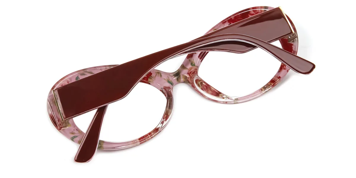 Red Oval Simple Classic Unique Custom Engraving Eyeglasses | WhereLight