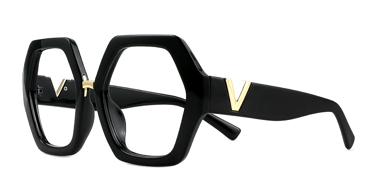 Black Irregular Simple Retro Custom Engraving Eyeglasses | WhereLight