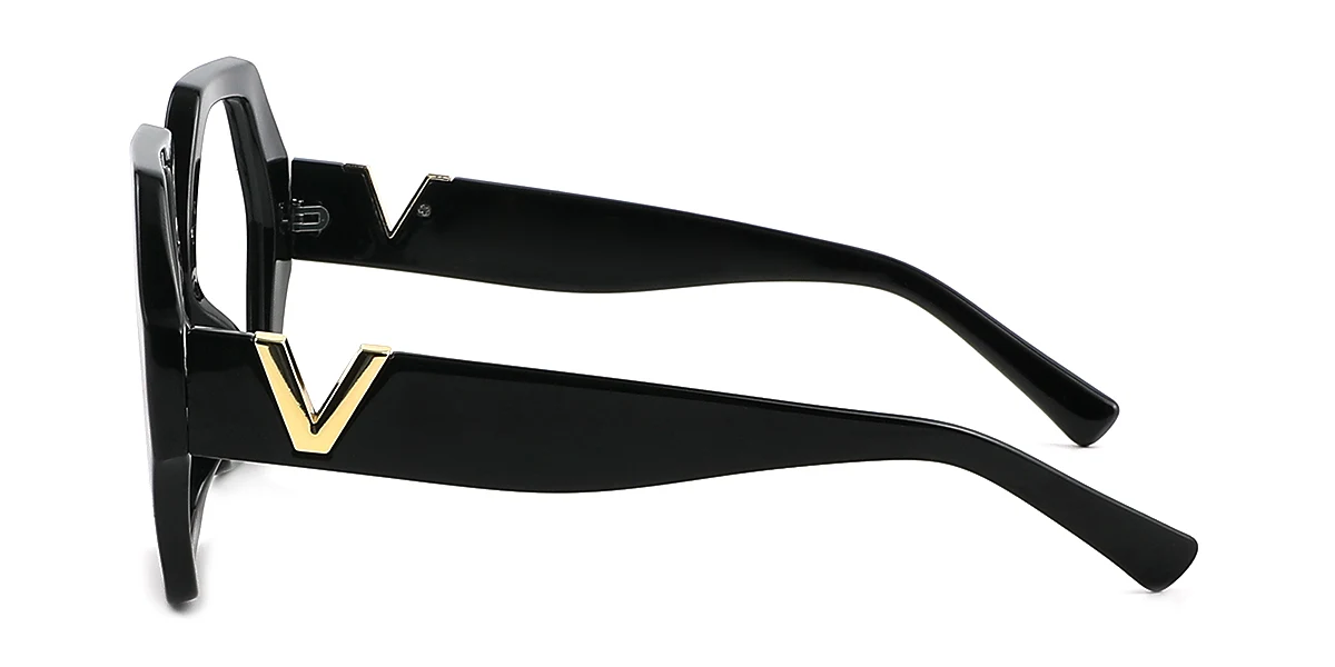 Black Irregular Simple Retro Custom Engraving Eyeglasses | WhereLight